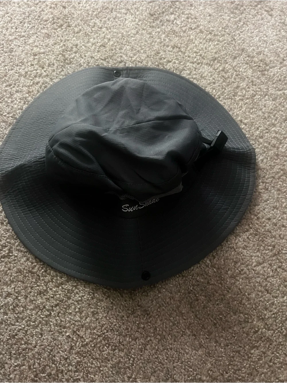 Sunshade Women’s Ponytail Wide Brim Sun Hat UPF Hiking Fishing Beach Gray